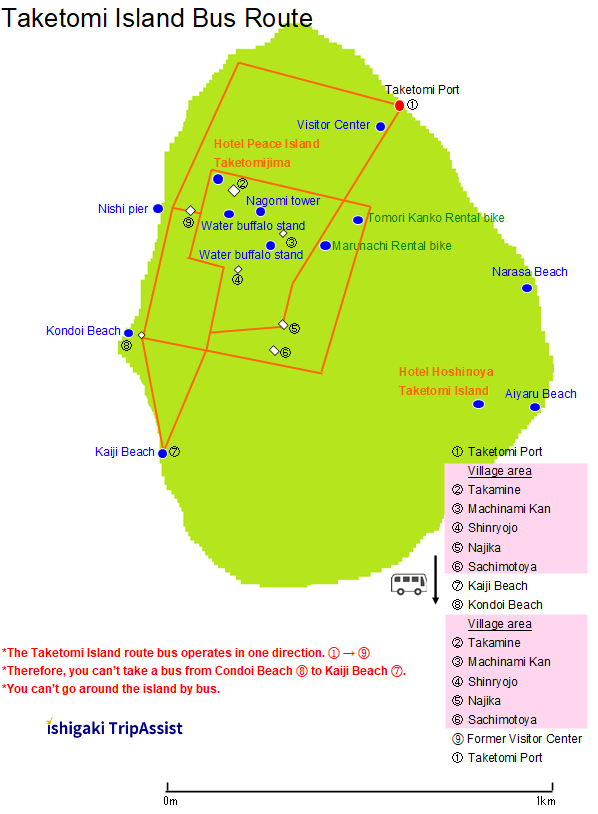 Taketomi Island Bus Route Map