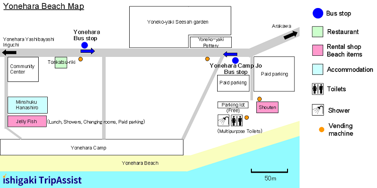 Yonehara Beach Map