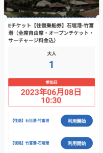 Yaeyama Kanko Ferry ticket screenshot